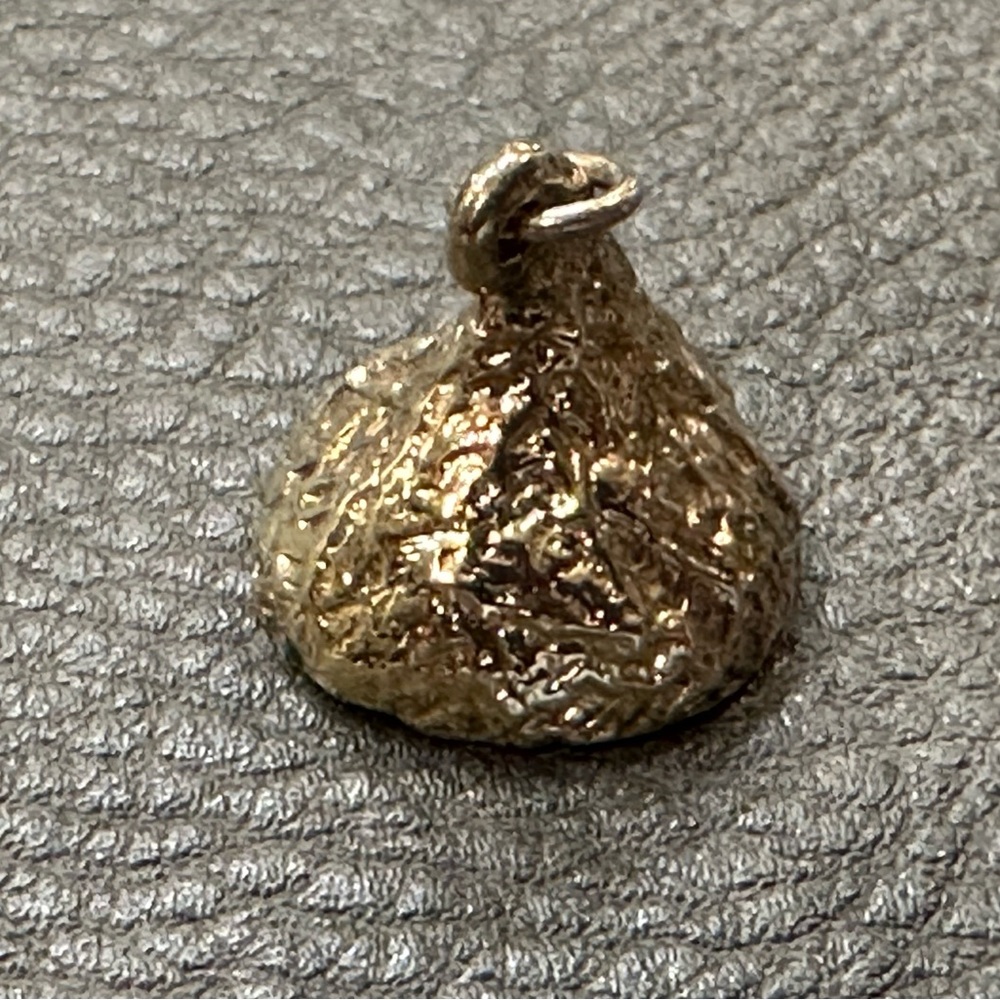 Vintage Sterling Silver Hershey Kiss Charm Pendant Gold Plated